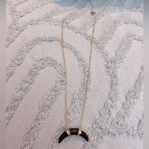 Stella & Dot Black and Gold Pave Arc Necklace